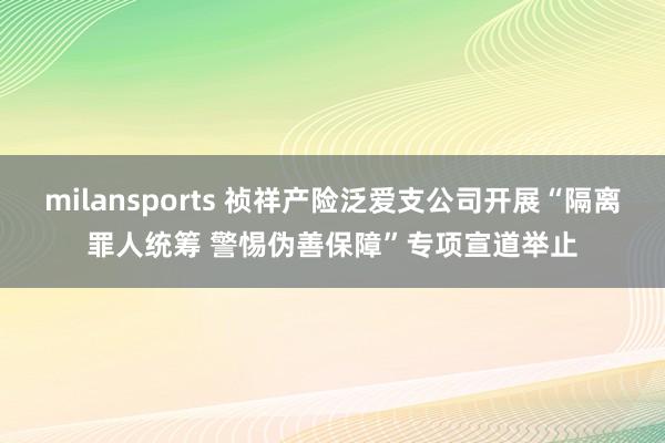 milansports 祯祥产险泛爱支公司开展“隔离罪人统筹 警惕伪善保障”专项宣道举止