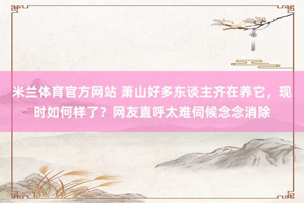 米兰体育官方网站 萧山好多东谈主齐在养它，现时如何样了？网友直呼太难伺候念念消除