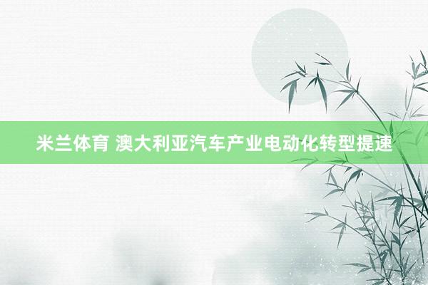 米兰体育 澳大利亚汽车产业电动化转型提速